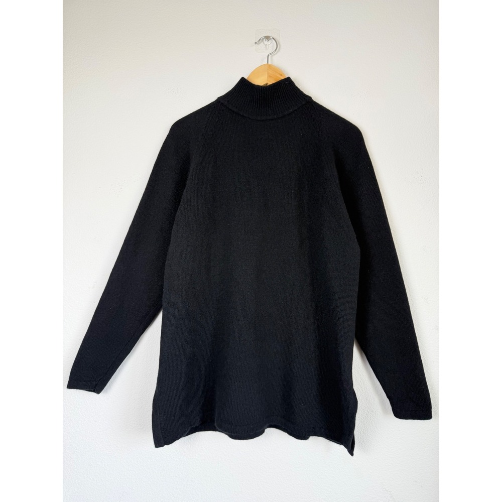 Jeanne Pierre Turtleneck Sweater M Black Wool Blend Oversized Tunic Minimalist